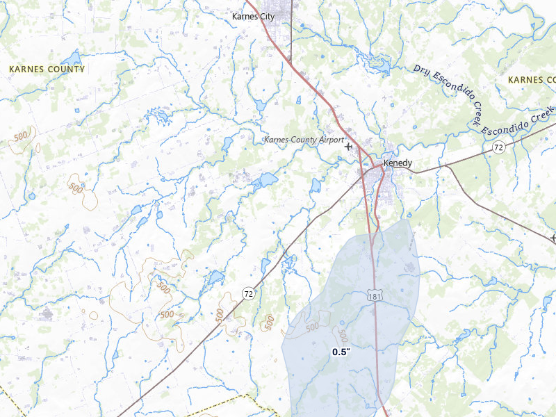 NEXRAD radar-signature map of the hail storm over Kenedy, TX on May 26, 2026