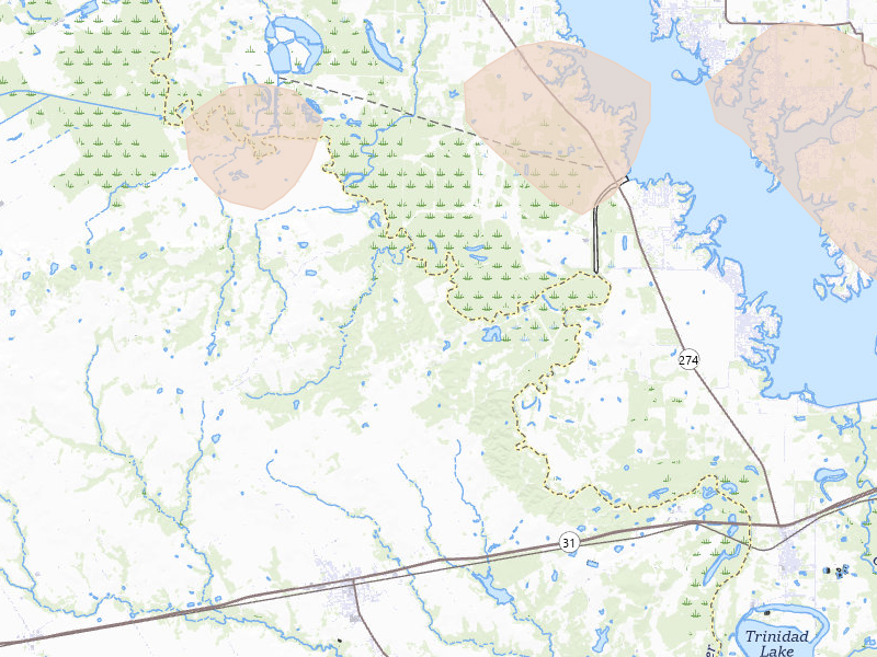 Radar-estimated hail-size map of the storm over Kerens, TX on Apr 18, 2026