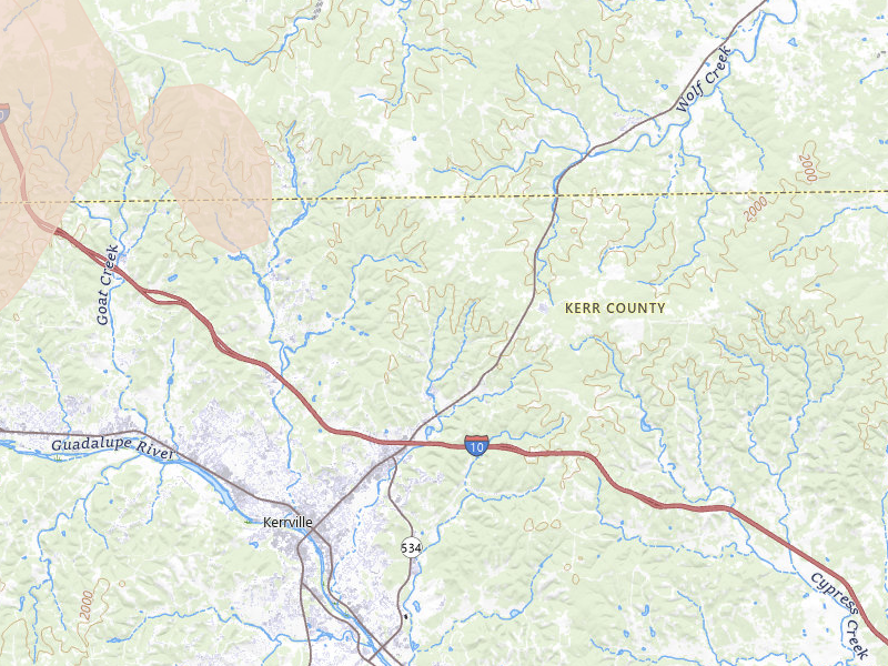 Radar-estimated hail-size map of the storm over Kerrville, TX on May 19, 2026