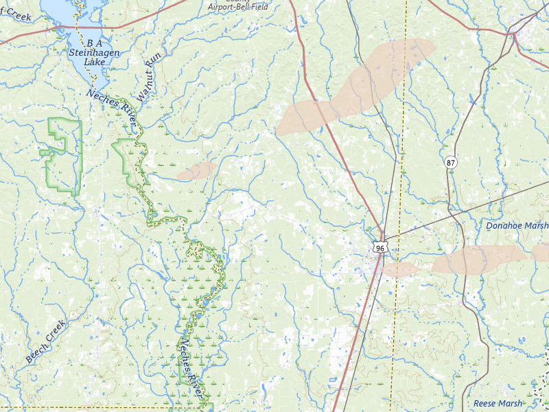 Radar-estimated hail-size map of the storm over Kirbyville, TX on May 8, 2026