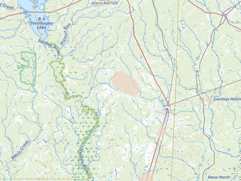 Radar-estimated hail-size map of the storm over Kirbyville, TX on Jul 5, 2026