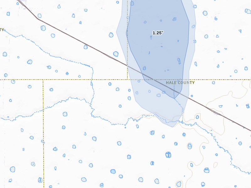 NEXRAD radar-signature map of the hail storm over Kress, TX on Jul 5, 2026