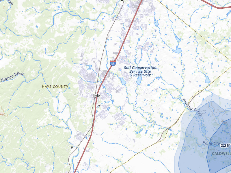 NEXRAD radar-signature map of the hail storm over Kyle, TX on Aug 27, 2026
