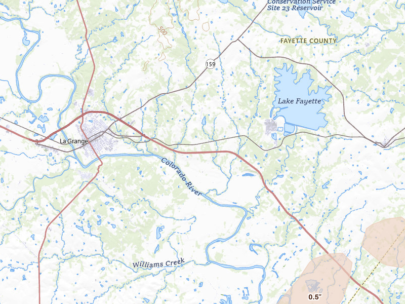 Radar-estimated hail-size map of the storm over La Grange, TX on Apr 12, 2026