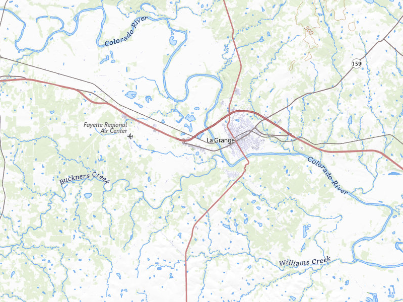 NEXRAD radar-signature map of the hail over La Grange, TX