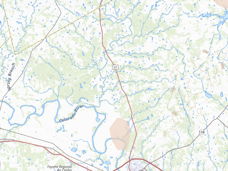 Radar-estimated hail-size map of the storm over La Grange, TX on Aug 28, 2026