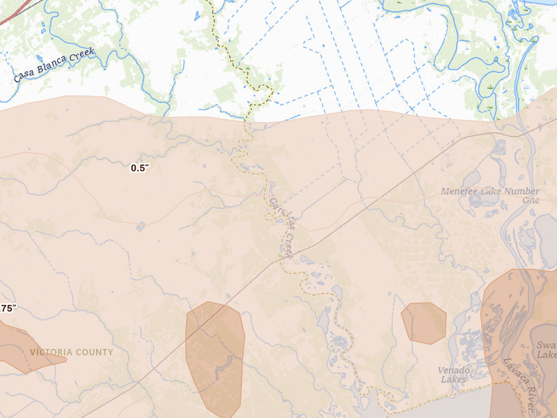 Radar-estimated hail-size map of the storm over La Salle, TX on May 1, 2026
