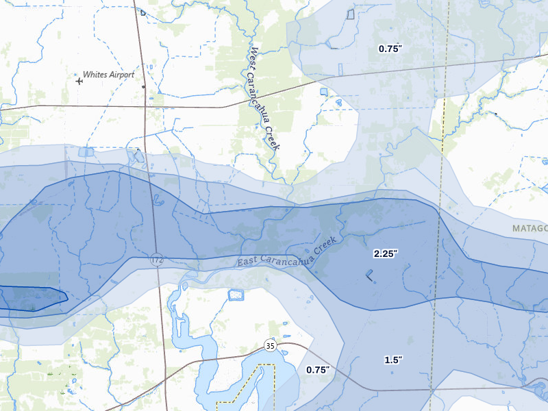 NEXRAD radar-signature map of the hail storm over La Ward, TX on May 1, 2026