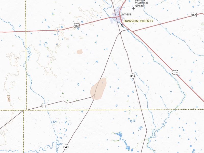 Radar-estimated hail-size map of the storm over Lamesa, TX on Jul 2, 2026