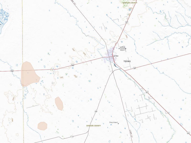 Radar-estimated hail-size map of the storm over Lamesa, TX on Sep 15, 2026