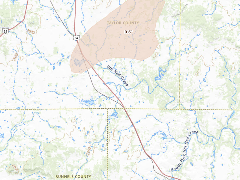 Radar-estimated hail-size map of the storm over Lawn, TX on Apr 17, 2026