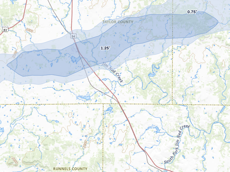 NEXRAD radar-signature map of the hail storm over Lawn, TX on Apr 17, 2026