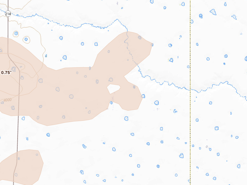Radar-estimated hail-size map of the storm over Lazbuddie, TX on Jun 6, 2026