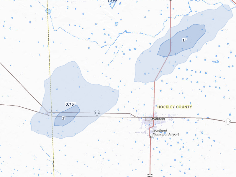NEXRAD radar-signature map of the hail storm over Levelland, TX on Jun 29, 2026