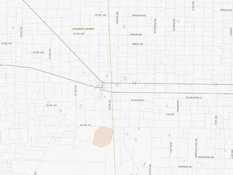 Radar-estimated hail-size map of the storm over Levelland, TX on Sep 22, 2026