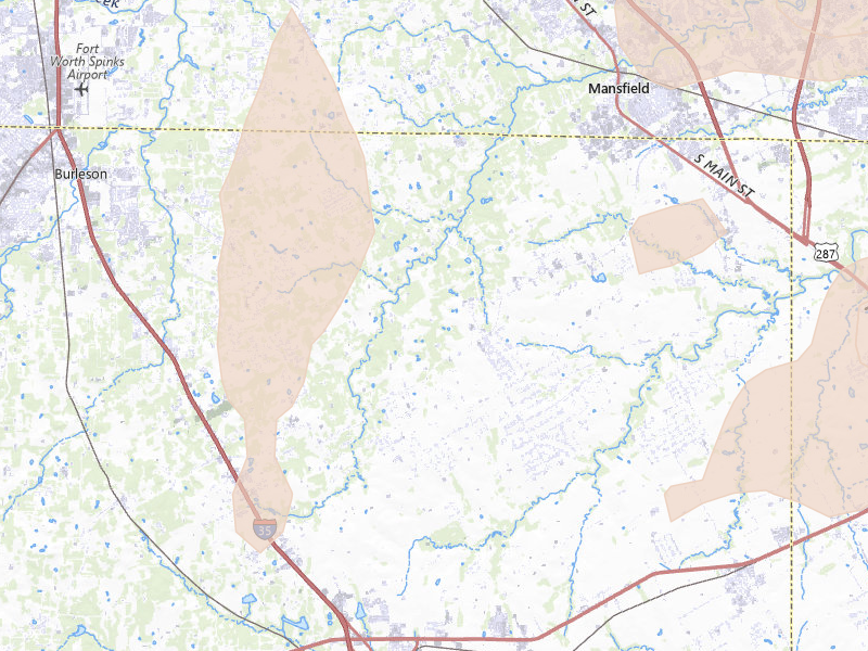 Radar-estimated hail-size map of the storm over Lillian, TX on Mar 4, 2026