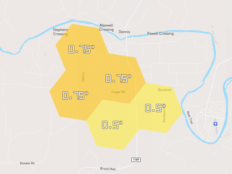 Hail map of Lipan, TX on Jun 2, 2026, hail up to 0.75"