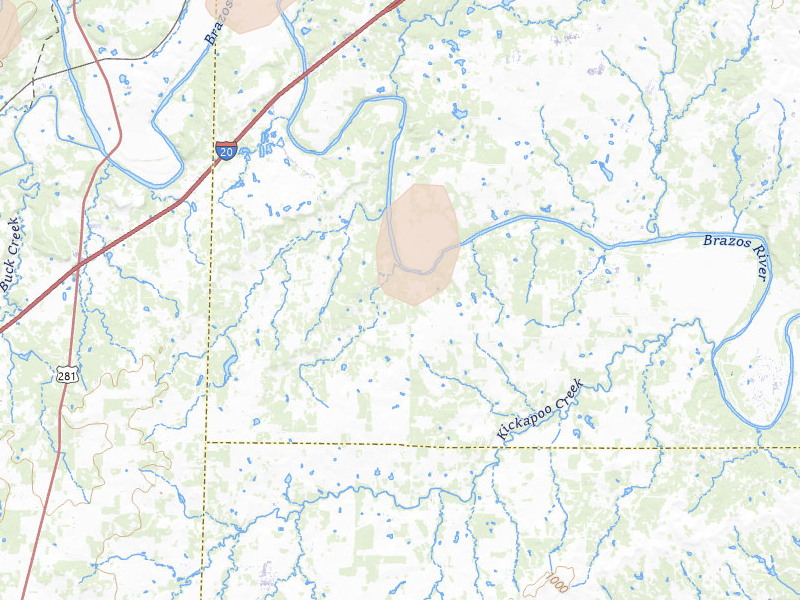 Radar-estimated hail-size map of the storm over Lipan, TX on Jun 18, 2026
