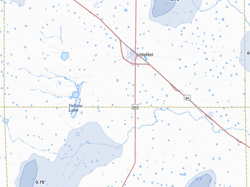 NEXRAD radar-signature map of the hail storm over Littlefield, TX on Jun 30, 2026