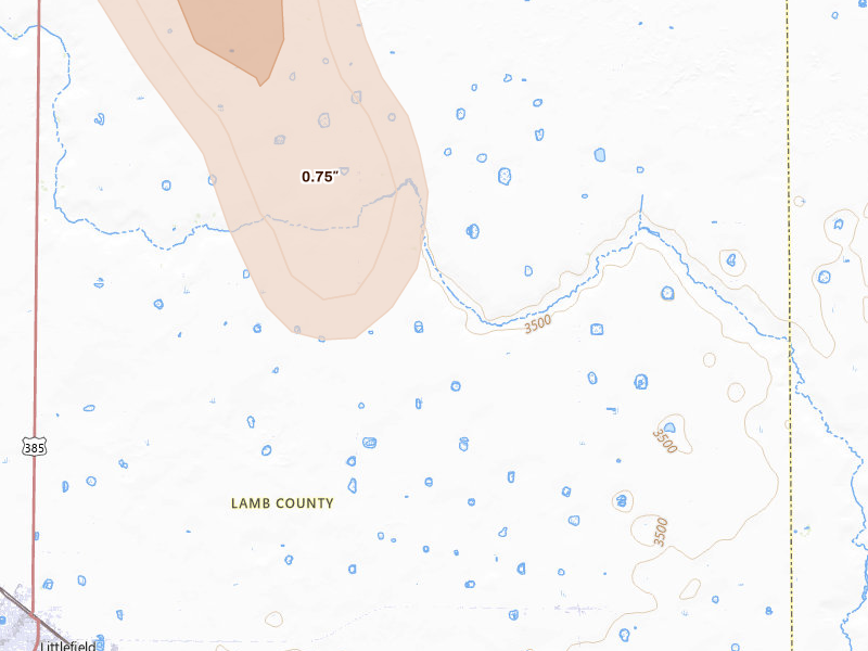 Radar-estimated hail-size map of the storm over Littlefield, TX