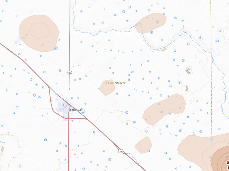 Radar-estimated hail-size map of the storm over Littlefield, TX