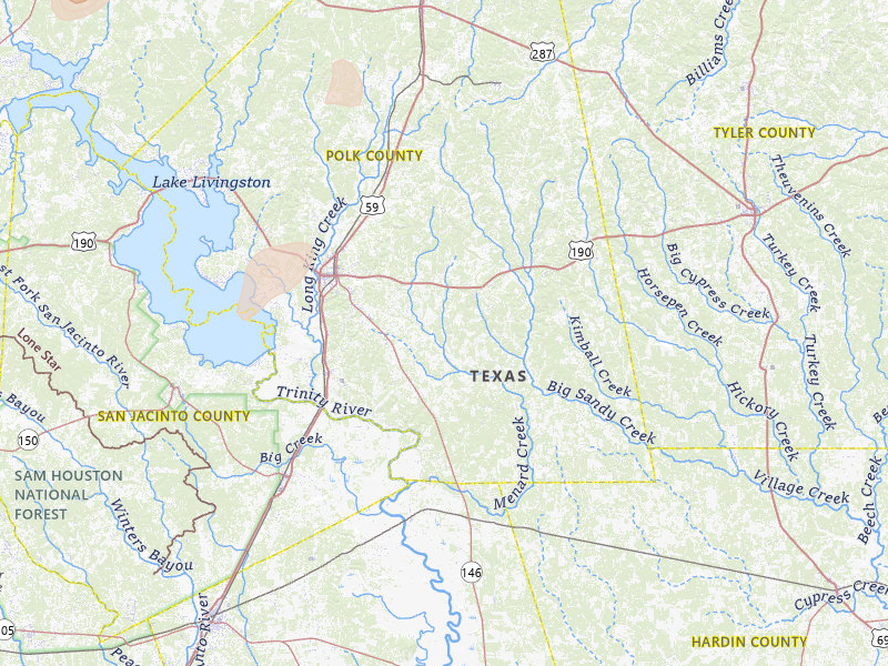 Radar-estimated hail-size map of the storm over Livingston, TX on May 23, 2026