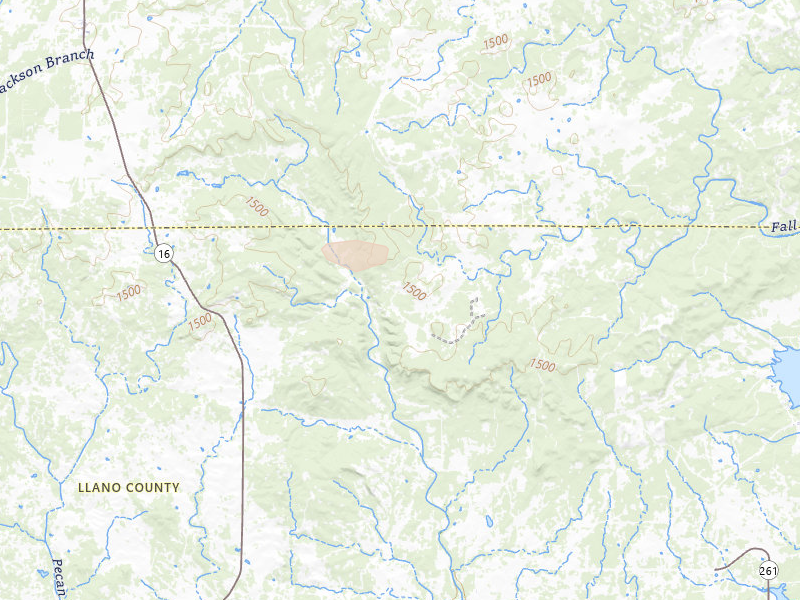 Radar-estimated hail-size map of the storm over Llano, TX on May 22, 2026