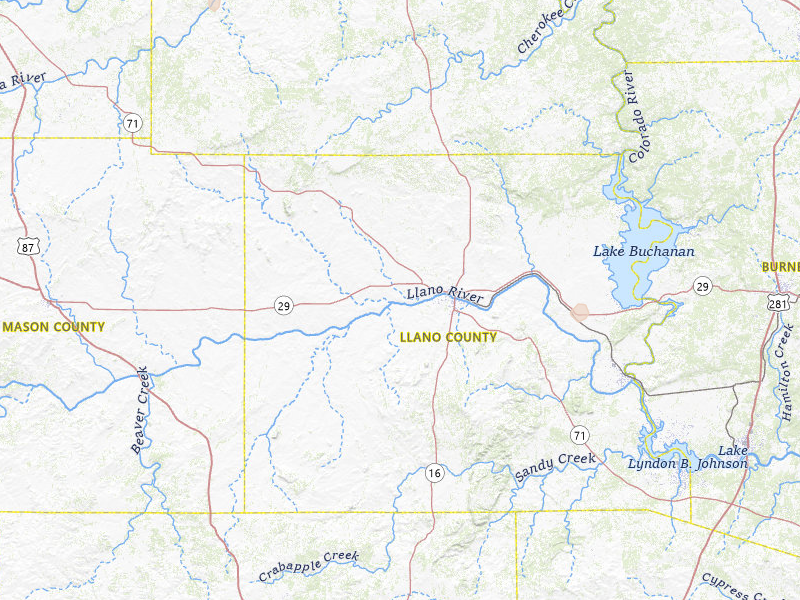 Radar-estimated hail-size map of the storm over Llano, TX on Jul 6, 2026