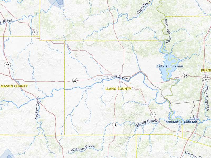 NEXRAD radar-signature map of the hail storm over Llano, TX on Jul 6, 2026