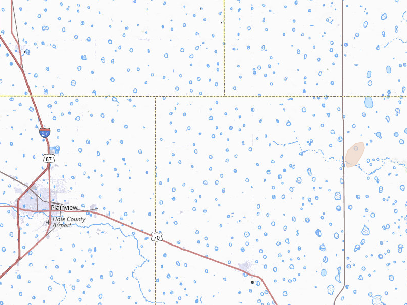Radar-estimated hail-size map of the storm over Lockney, TX on Jun 29, 2026