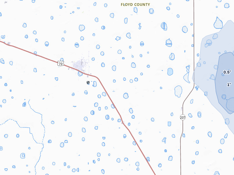 NEXRAD radar-signature map of the hail storm over Lockney, TX on Jul 31, 2026