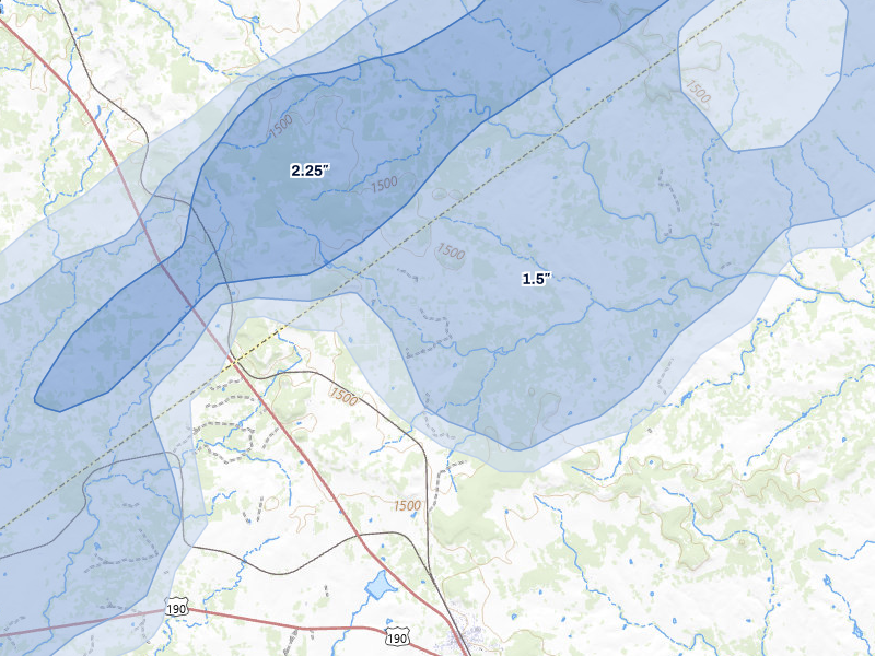 NEXRAD radar-signature map of the hail storm over Lometa, TX on Jan 9, 2026