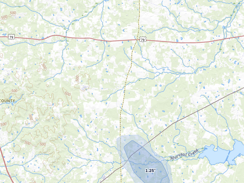 NEXRAD radar-signature map of the hail storm over Long Branch, TX on Jul 7, 2026