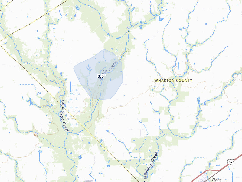 NEXRAD radar-signature map of the hail storm over Louise, TX on May 26, 2026