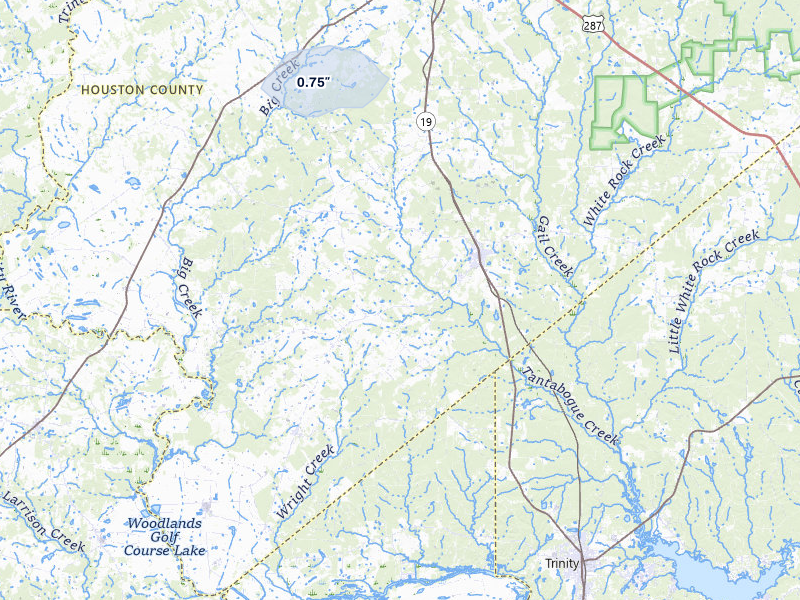 NEXRAD radar-signature map of the hail storm over Lovelady, TX on May 25, 2026