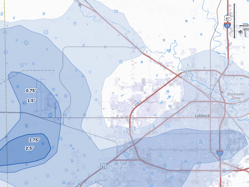 NEXRAD radar-signature map of the hail storm over Lubbock, TX on May 31, 2026