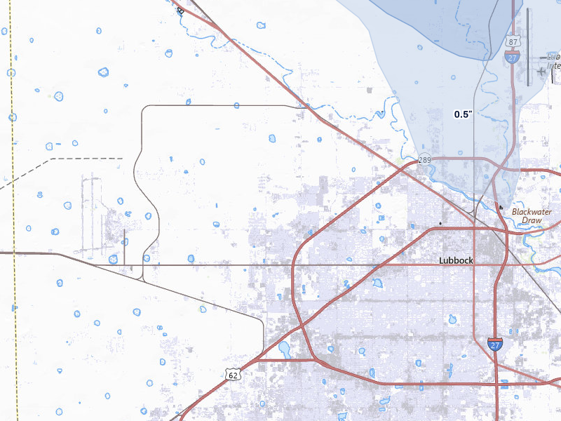 NEXRAD radar-signature map of the hail over Lubbock, TX