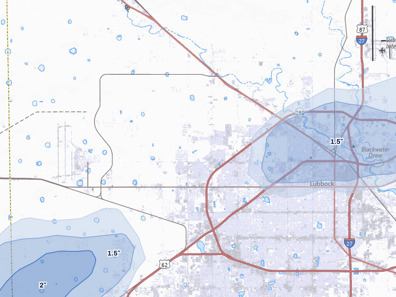 NEXRAD radar-signature map of the hail over Lubbock, TX