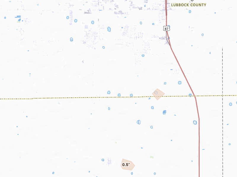Radar-estimated hail-size map of the storm over Lubbock, TX