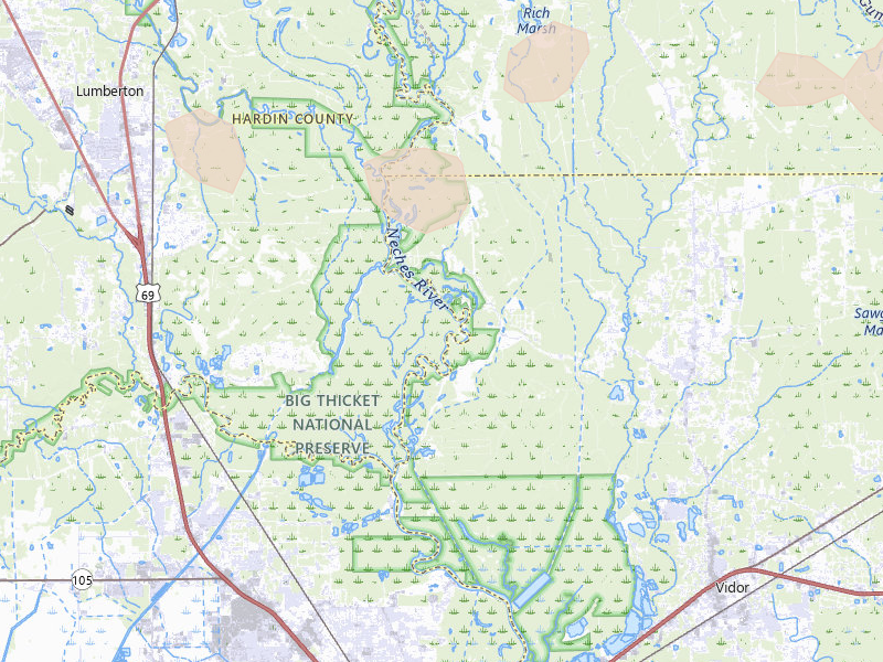 Radar-estimated hail-size map of the storm over Lumberton, TX on Jul 5, 2026