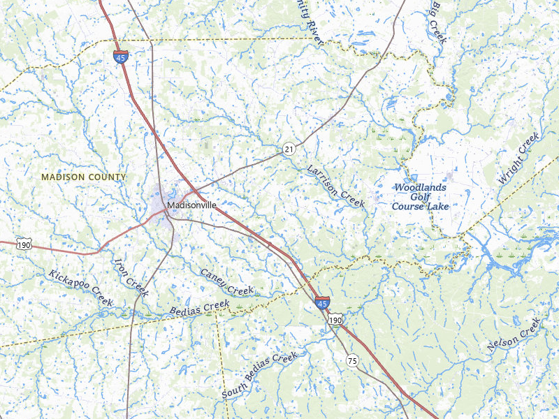 NEXRAD radar-signature map of the hail over Madisonville, TX