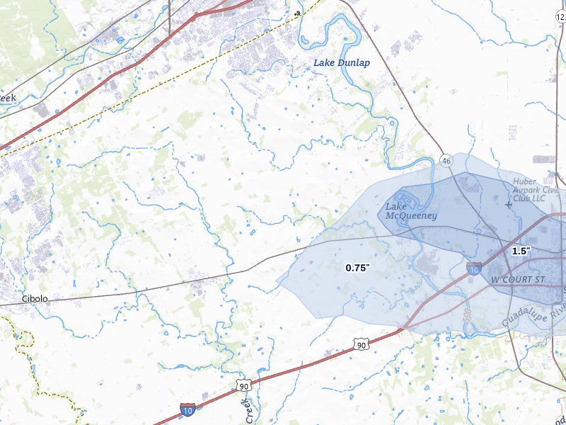NEXRAD radar-signature map of the hail over Marion, TX
