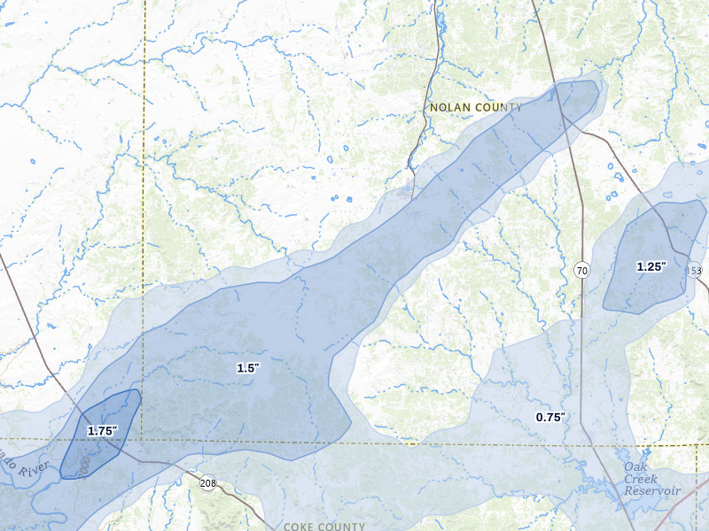 NEXRAD radar-signature map of the hail storm over Maryneal, TX on Mar 6, 2026