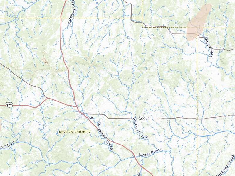 Radar-estimated hail-size map of the storm over Mason, TX on Mar 10, 2026