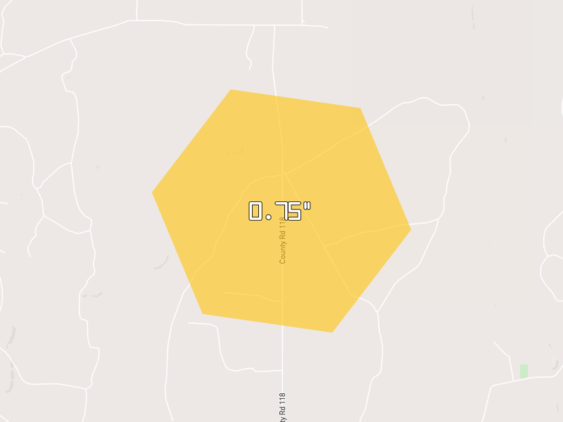 Hail map of May, TX on Jun 6, 2026, hail up to 0.75"