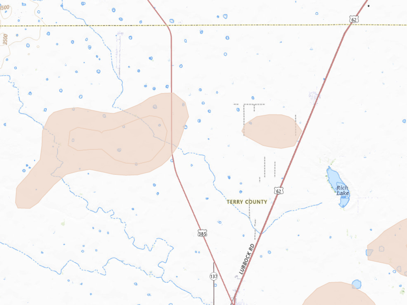 Radar-estimated hail-size map of the storm over Meadow, TX