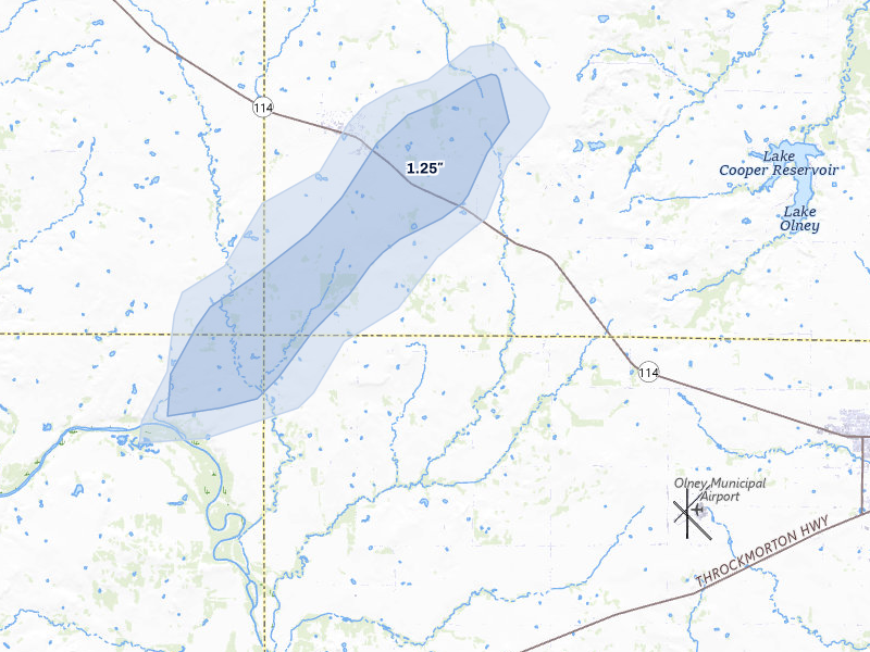 NEXRAD radar-signature map of the hail storm over Megargel, TX on Jan 7, 2026