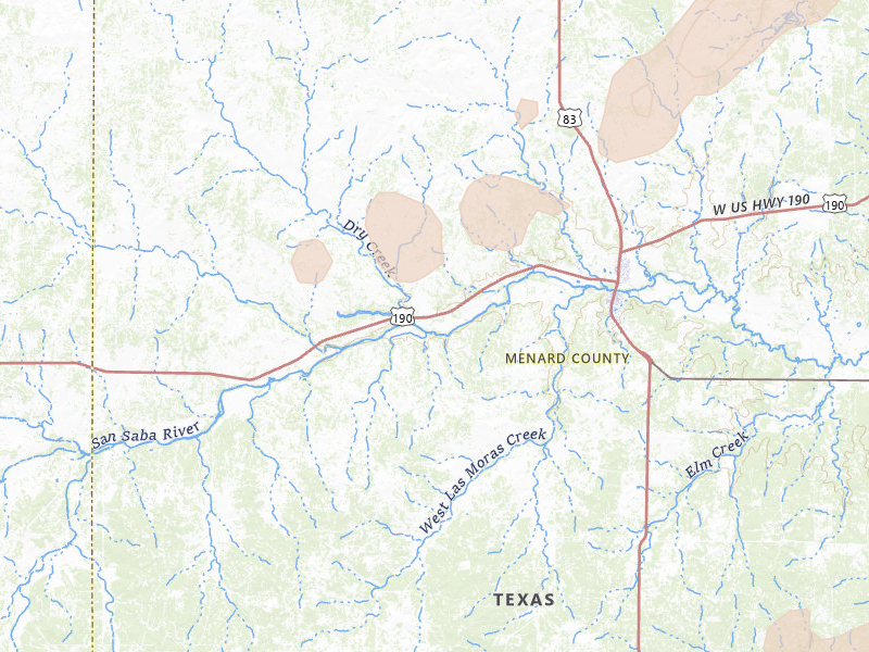 Radar-estimated hail-size map of the storm over Menard, TX on Mar 10, 2026