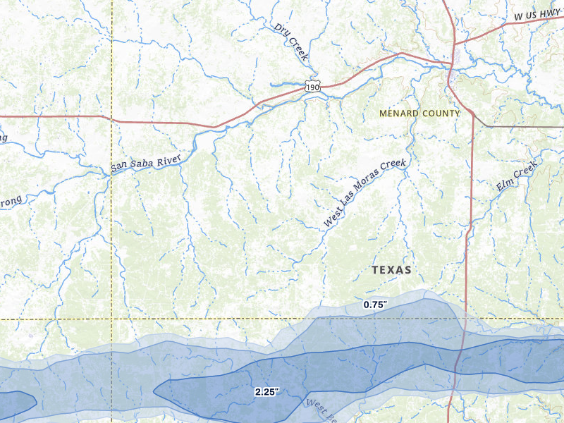 NEXRAD radar-signature map of the hail storm over Menard, TX on May 6, 2026