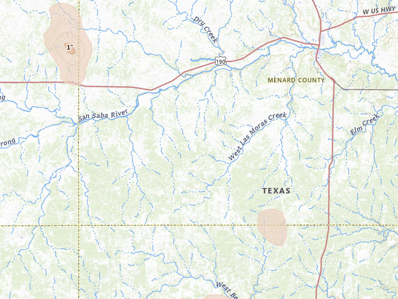 Radar-estimated hail-size map of the storm over Menard, TX
